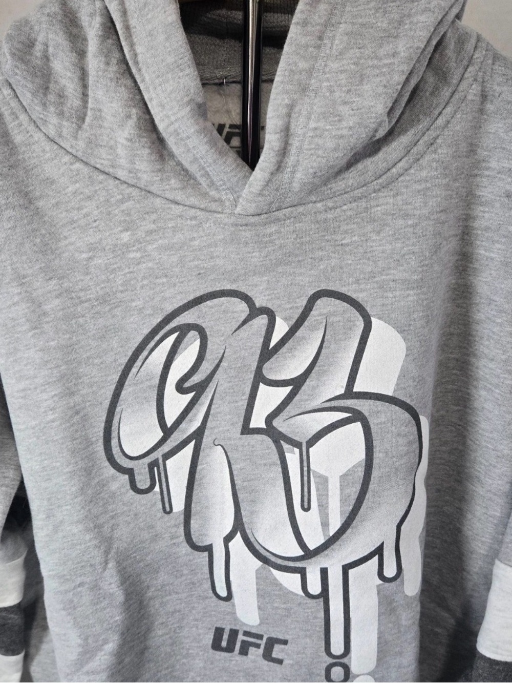 UFC Women's Graffiti 93 Graphic Hoodie Sweatshirt Gray Size M